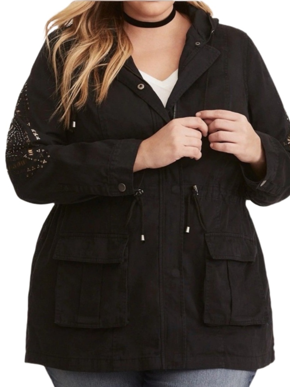 Torrid Oversized Embellished Utility Jacket w Hood